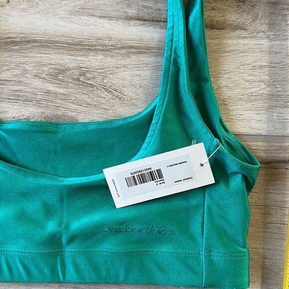 NWT Outdoor Voices Silky Shiny Bondi Beam Bra S Intimate Teal Green - Picture 12 of 12